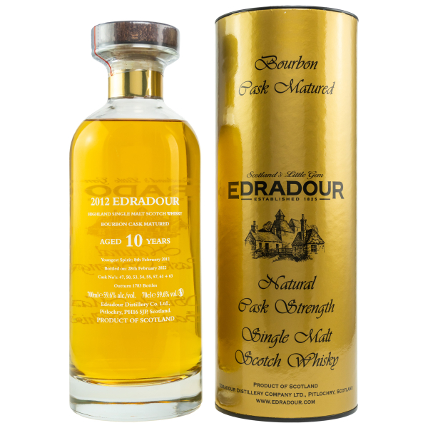 Edradour 2012/2022 - 10 Jahre - Natural Cask Strength - Small Batch - Ibisco Bourbon, 59,6%vol., 0,7 ltr.